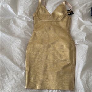 Fashion Nova Gold Bodycon Mini Dress